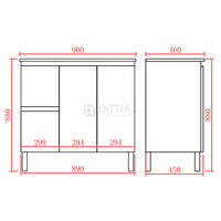 X-PVC Gloss White Standard Freestanding Floor Vanity with Left Drawer 890W X 880H X 460D ,