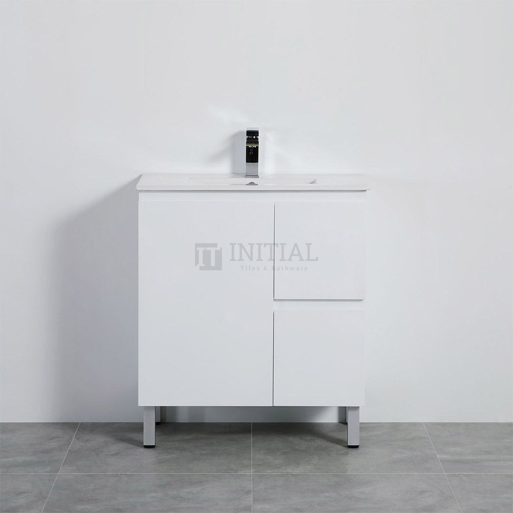 X-PVC Gloss White Standard Freestanding Floor Vanity with Right Drawer 740W X 880H X 460D ,