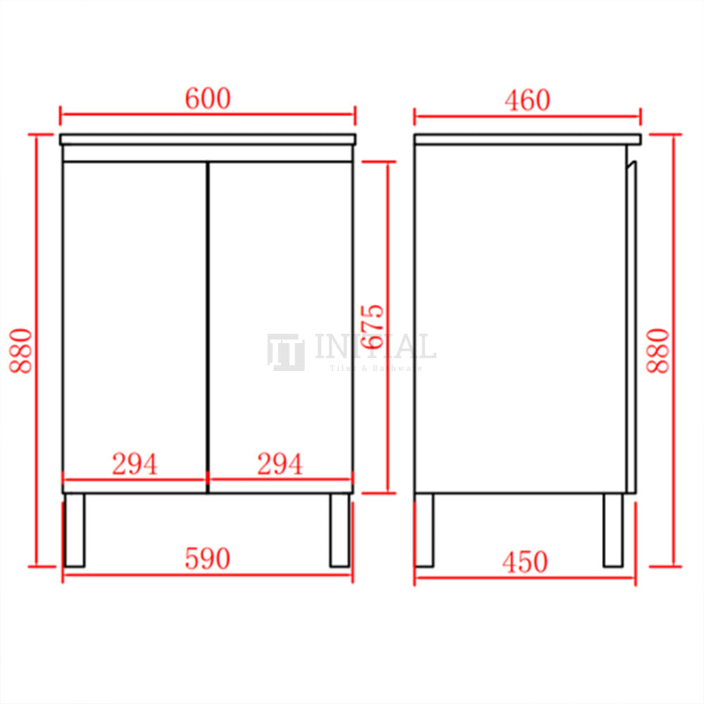 X-PVC Gloss White Standard Freestanding Floor Vanity 590W X 880H X 460D ,