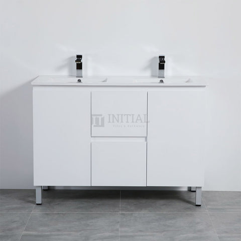 X-PVC Gloss White Standard Freestanding Floor Vanity with Double Bowls 1190W X 880H X 460D ,