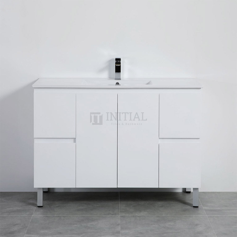 X-PVC Gloss White Standard Freestanding Floor Vanity with Single Bowl 1190W X 880H X 460D ,