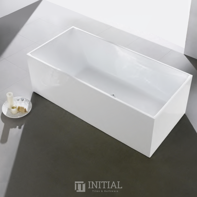 Bathroom Gloss White Leo Back to Wall Bathtub with No Overflow 1400X730X580 ,