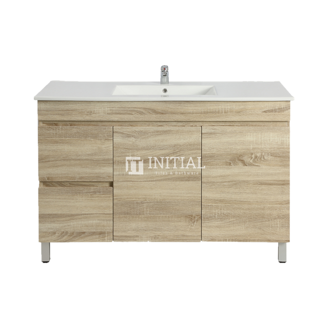 Begin Wood Grain Freestanding Floor Vanity Left Side White Oak 1190W X 830H X 450D , Cabinet Only