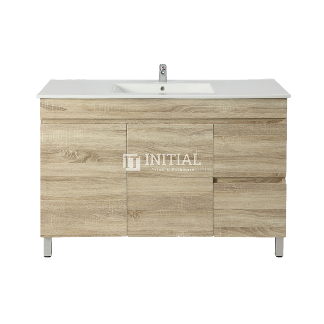 Begin Wood Grain Freestanding Floor Vanity Right Side White Oak 1190W X 830H X 450D , Cabinet Only