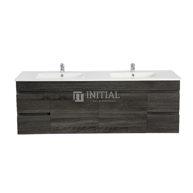 Begin Wood Grain Wall Hung Vanity Dark Grey 1490W X 500H X 450D , Cabinet Only