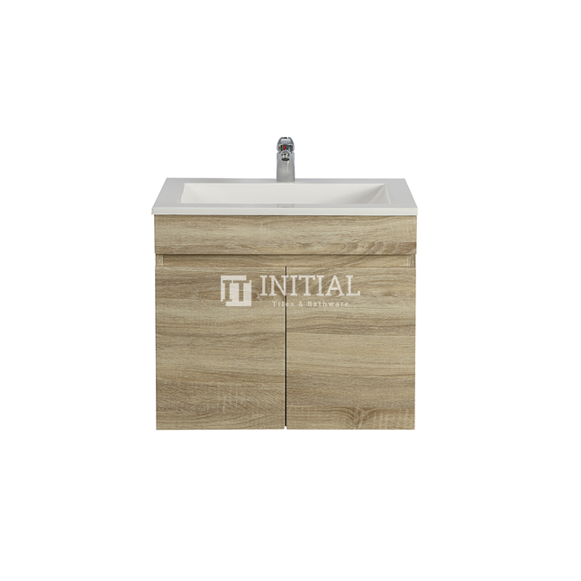 Begin Wood Grain PVC Filmed Wall Hung Vanity With 2 Doors White Oak 590W X 500H X 450D ,