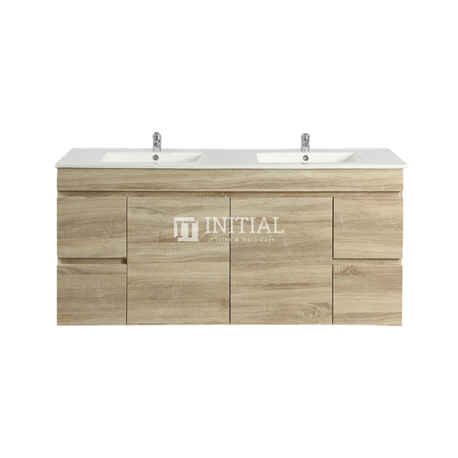 Begin Wood Grain Wall Hung Vanity White Oak 1490W X 500H X 450D , Cabinet Only