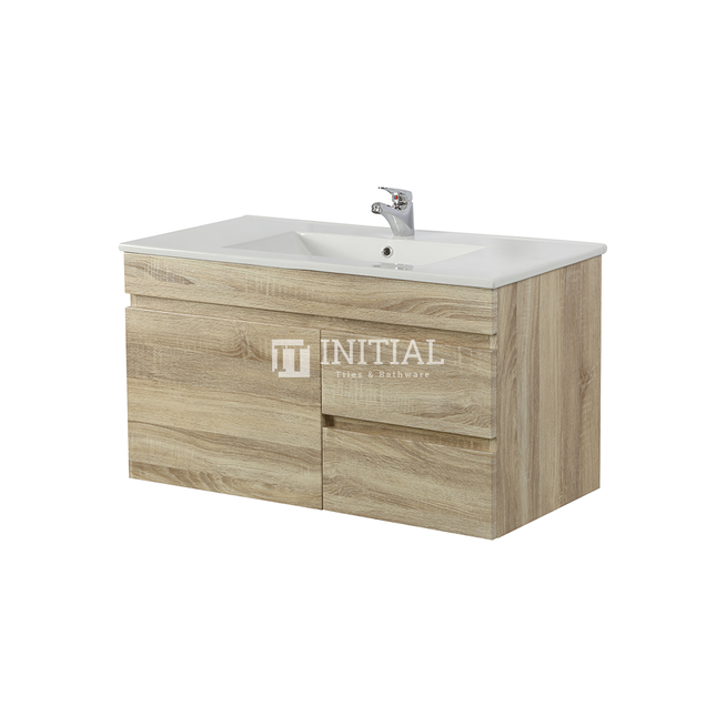 Begin Wood Grain PVC Filmed Wall Hung Vanity White Oak 740W X 500H X 450D ,