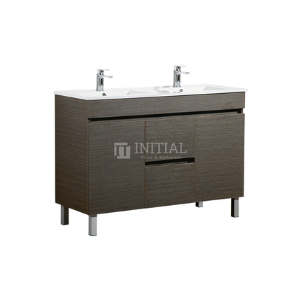 Essence Wood Grain Freestanding Vanity Double Bowls Dark Brown 1190W X 860H X 455D ,