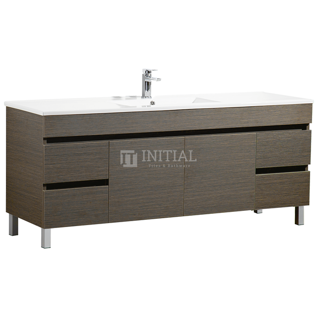 Essence Wood Grain Freestanding Vanity with 2 Doors and 4 Drawers Single Bowl Dark Brown 1490W X 860H X 455D ,