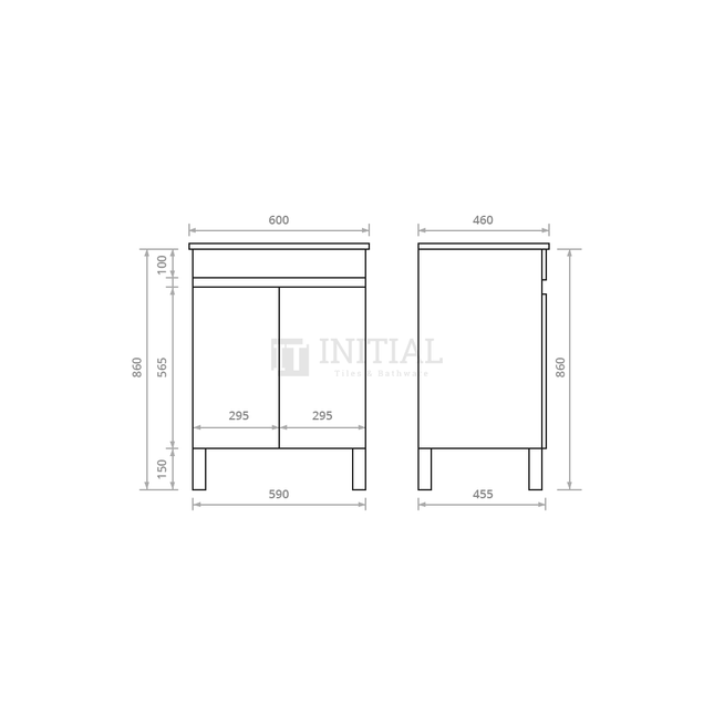 Essence Wood Grain Freestanding Vanity with 2 Doors Dark Brown 590W X 860H X 455D ,