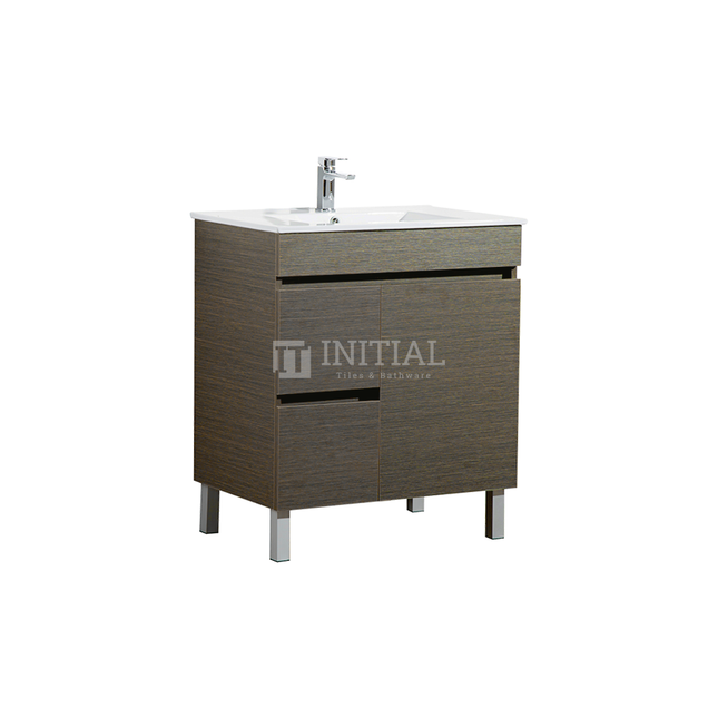 Essence Wood Grain Freestanding Vanity with 1 Door and 2 Drawers Left Side Dark Brown 740W X 860H X 455D ,