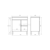 Essence Wood Grain Freestanding Vanity with 1 Door and 2 Drawers Left Side Dark Brown 740W X 860H X 455D ,