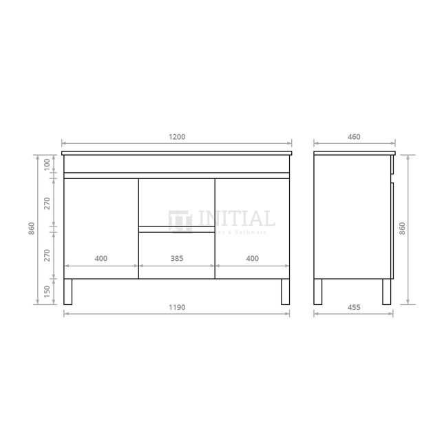 Essence Wood Grain Freestanding Vanity Double Bowls Oak 1190W X 860H X 455D ,