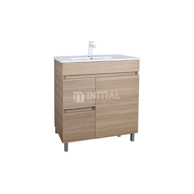 Essence Wood Grain Freestanding Vanity with 1 Door and 2 Drawers Left Side Oak 740W X 860H X 455D ,