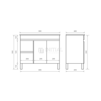 Essence Wood Grain Freestanding Vanity with 2 Doors and 2 Drawers Left Side Oak 890W X 860H X 455D ,