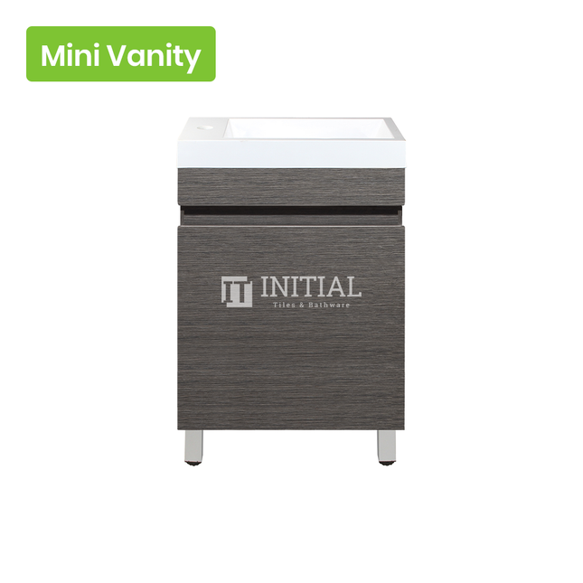 Essence Wood Grain Freestanding Floor Vanity with 1 Door Dark Brown 450W X 860H X 250D , Left Hand Hinge