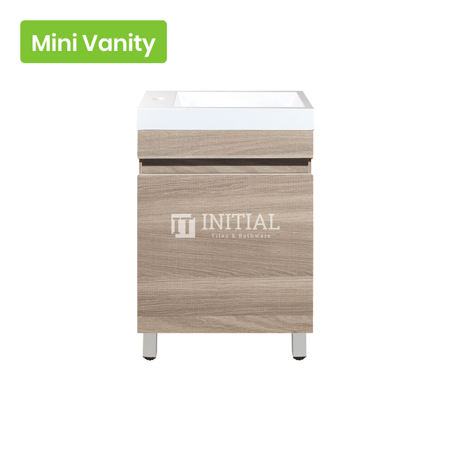 Essence Wood Grain Freestanding Floor Vanity with 1 Door Oak 450W X 860H X 250D , Left Hand Hinge