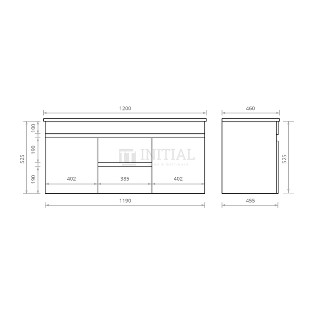 Essence Wood Grain Wall Hung Vanity with 2 Doors and 2 Drawers Double Bowls Dark Brown 1190W X 525H X 455D ,