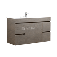 Essence Wood Grain Wall Hung Vanity with 2 Doors and 4 Drawers Single Bowl Dark Brown 1190W X 525H X 455D ,