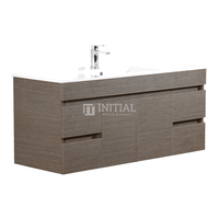 Essence Wood Grain Wall Hung Vanity with 2 Doors and 4 Drawers Single Bowl Dark Brown 1490W X 525H X 455D ,