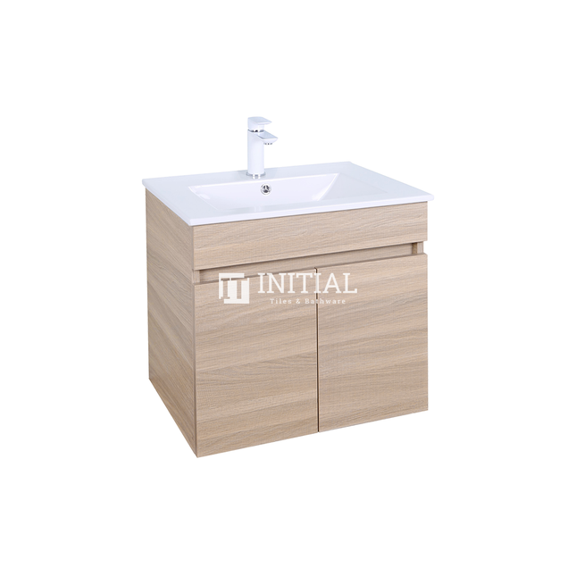 Essence Wood Grain Wall Hung Vanity with 2 Doors Oak 590W X 525H X 455D ,