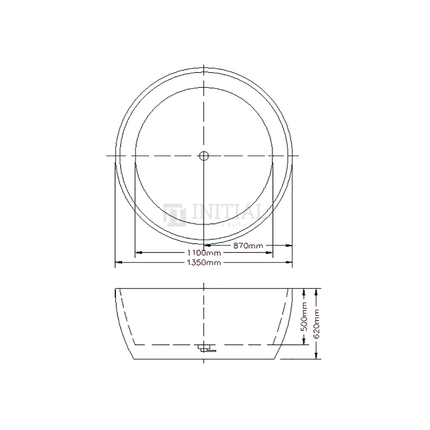 Bathroom Gloss White London Floor Freestanding Bathtub with Overflow 1350X1350X620 ,
