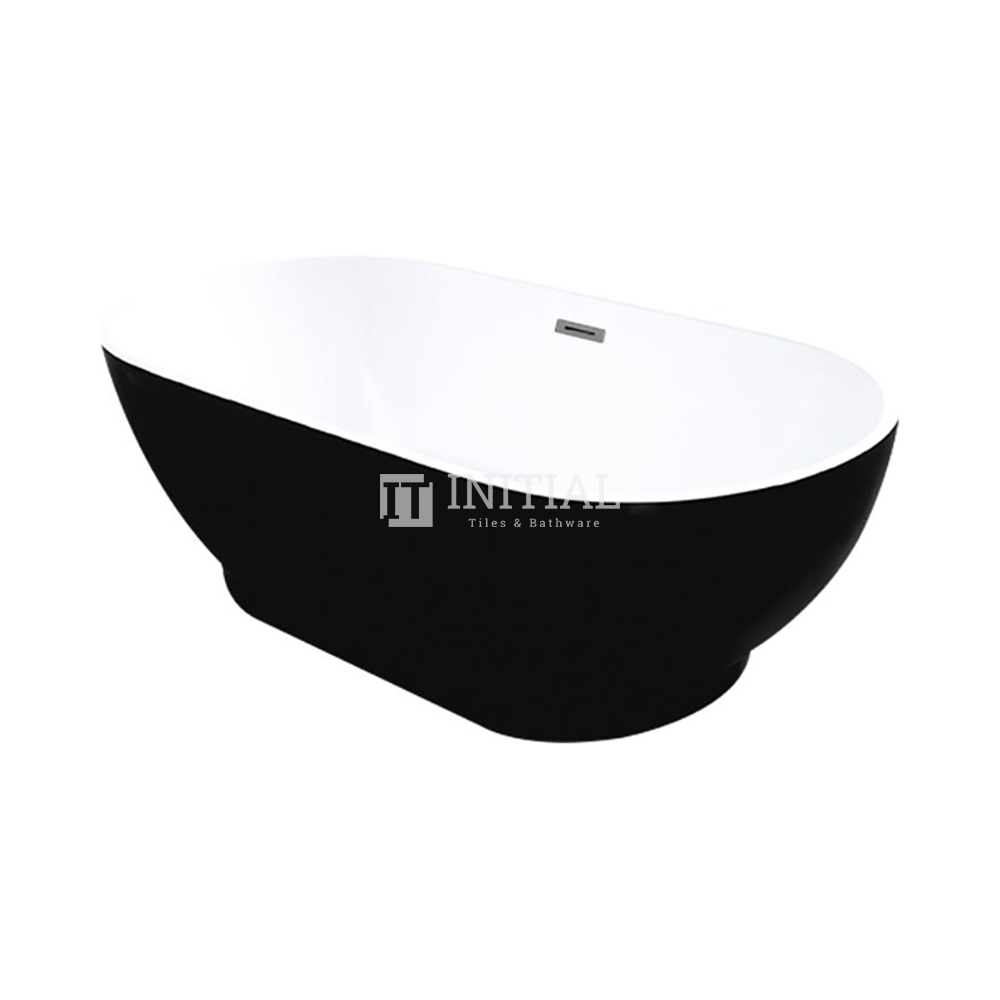 Bathroom Gloss Black Cono Floor Freestanding Bathtub with Overflow 1700X845X550 ,