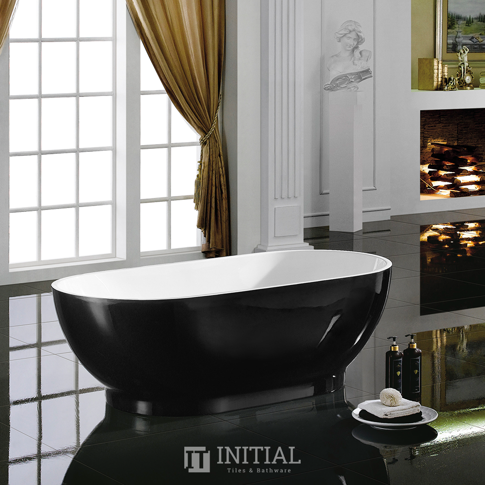 Bathroom Gloss Black Cono Floor Freestanding Bathtub with Overflow 1700X845X550 ,