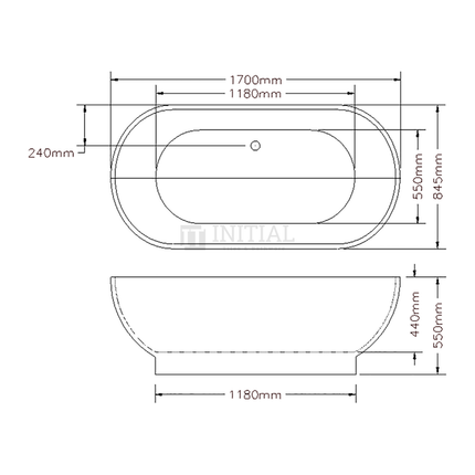 Bathroom Gloss Black Cono Floor Freestanding Bathtub with Overflow 1700X845X550 ,