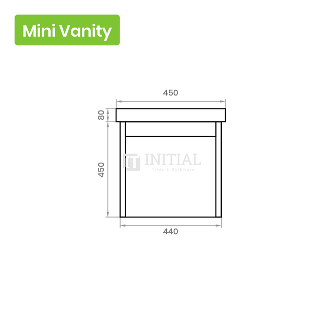 Gloss White PVC Wall Hung Floor Vanity with 1 Door 450W X 530H X 250D ,