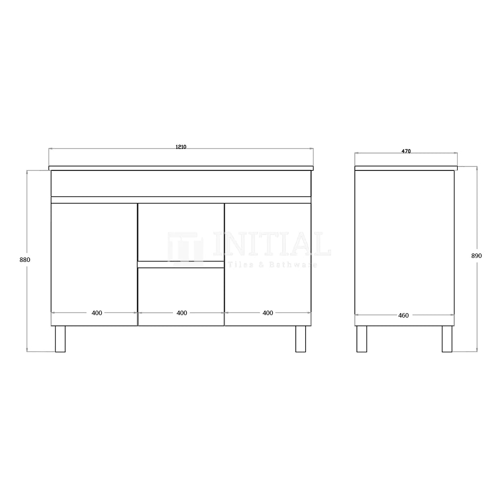 Gloss White PVC Freestanding Floor Vanity with 2 Doors and 2 Drawers Double Bowls 1190W X 850H X 455D ,