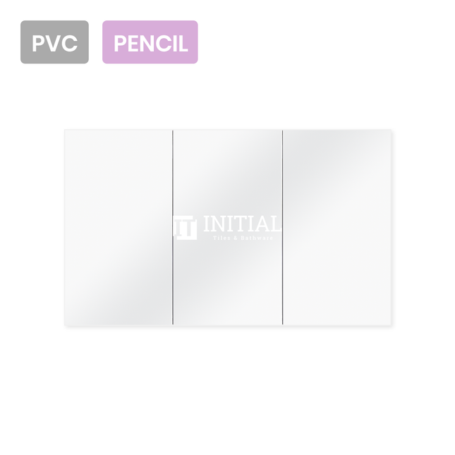 Gloss White PVC Pencil Edge Mirrors Shaving Cabinet with 3 Doors 1200X155X750 ,