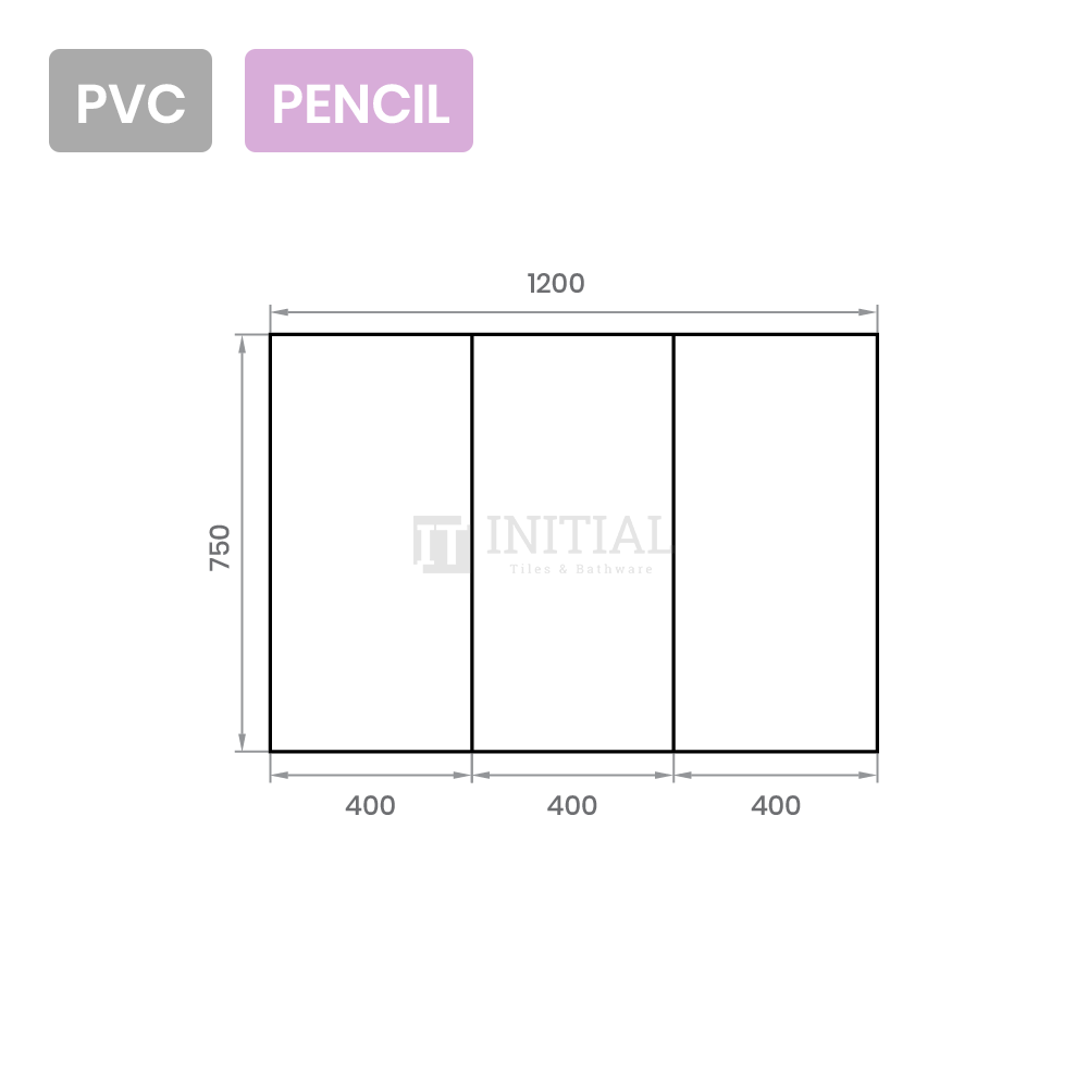 Gloss White PVC Pencil Edge Mirrors Shaving Cabinet with 3 Doors 1200X155X750 ,