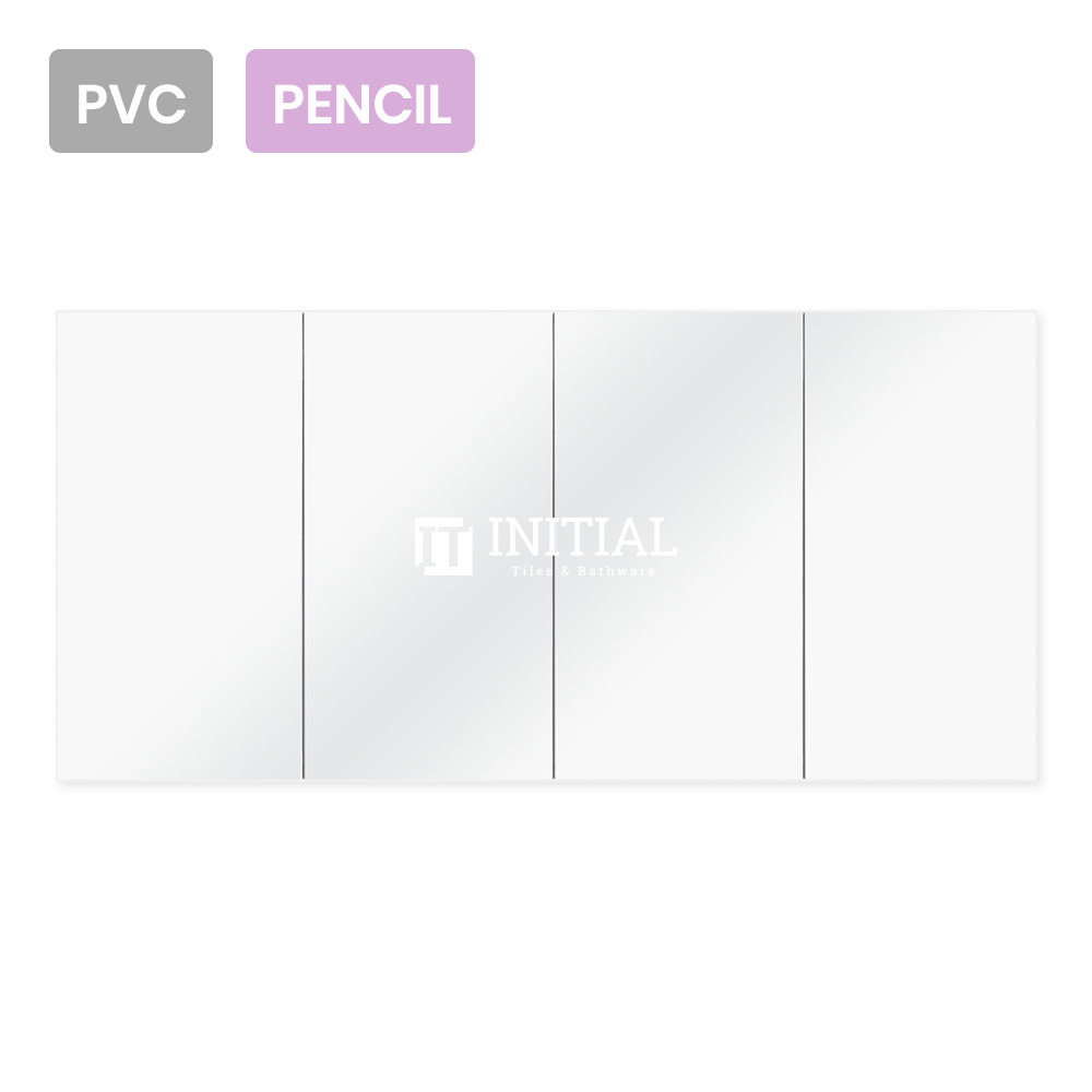 Gloss White PVC Pencil Edge Mirrors Shaving Cabinet with 4 Doors 1500X155X750 ,