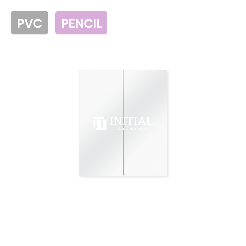 Gloss White PVC Pencil Edge Mirrors Shaving Cabinet with 2 Doors 600X155X750 ,