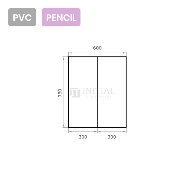 Gloss White PVC Pencil Edge Mirrors Shaving Cabinet with 2 Doors 600X155X750 ,