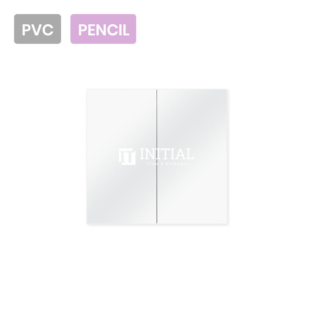 Gloss White PVC Pencil Edge Mirrors Shaving Cabinet with 2 Doors 750X155X750 ,