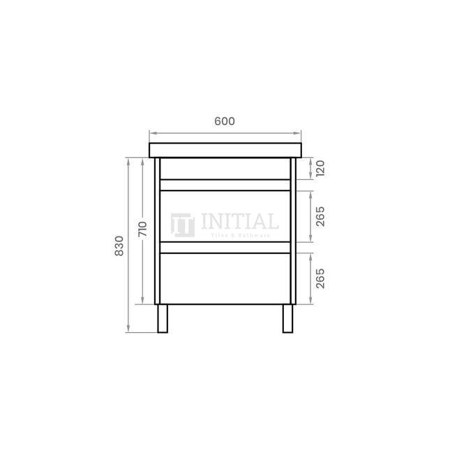 Qubix Wood Grain PVC Filmed Freestanding Floor Vanity Dark Grey 590W X 850H X 450D ,