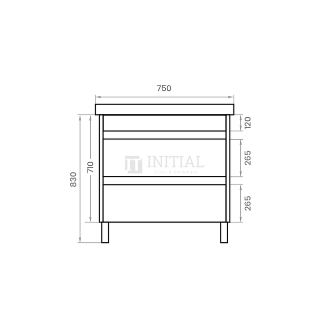 Qubix Series Wood Grain PVC Filmed Freestanding Floor Vanity With 2 Drawers White Oak 740W X 850H X 450D ,