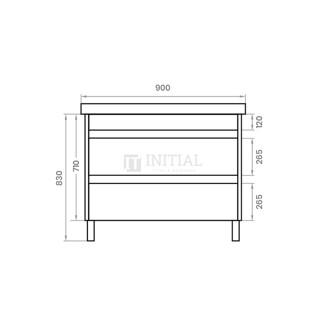 Qubix Wood Grain PVC Filmed Freestanding Floor Vanity With 2 Drawers White Oak 890W X 850H X 450D ,