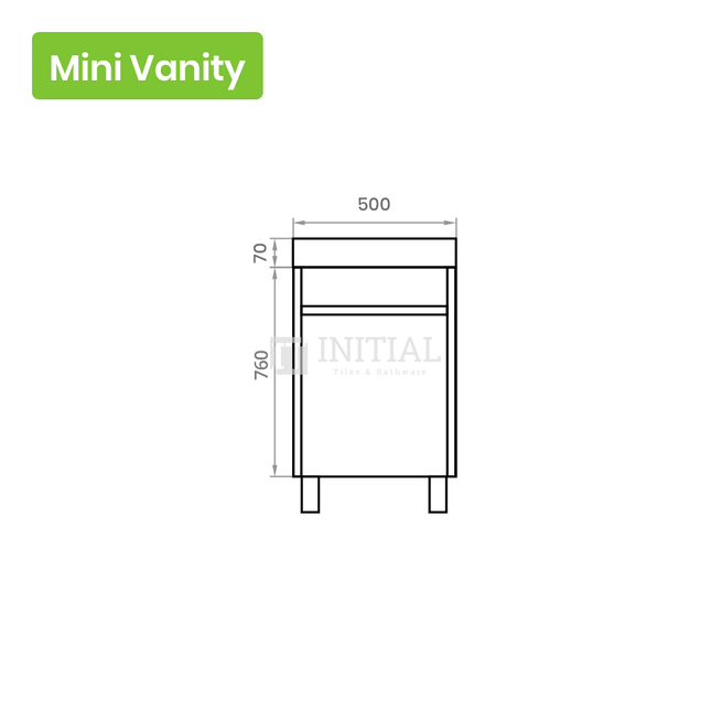 Qubix PVC Filmed Freestanding Floor Vanity With 1 Door Matt White 500W X 830H X 250D ,