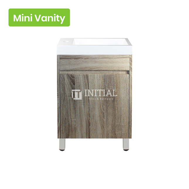 Qubix Wood Grain PVC Filmed Freestanding Floor Vanity White Oak 500W X 850H X 250D ,