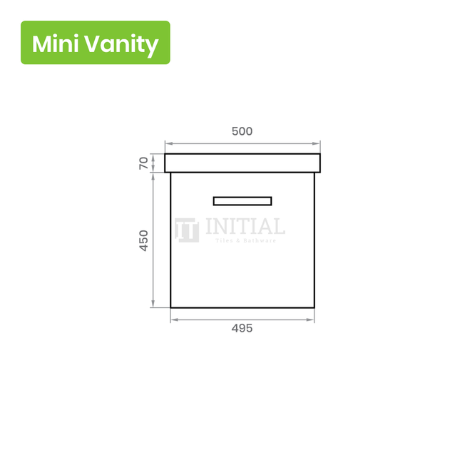 Qubix Wood Grain PVC Filmed Wall Hung Vanity With 1 Door Dark Grey 500W X 450H X 250D ,