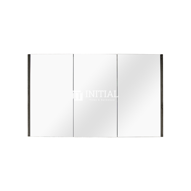 Qubix Wood Grain PVC Filmed Mirrors Shaving Cabinet with 3 Doors Dark Grey 1200X150X720 ,