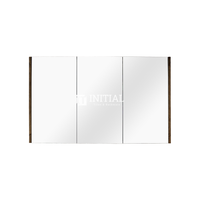Qubix Wood Grain PVC Filmed Mirrors Shaving Cabinet with 3 Doors Dark Oak 1200X150X720 ,