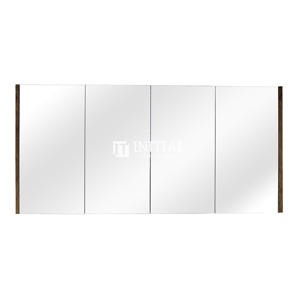Qubix Wood Grain PVC Filmed Mirrors Shaving Cabinet with 4 Doors Dark Oak 1500X150X720 ,