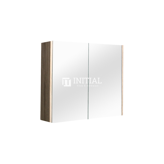 Qubix Wood Grain PVC Filmed Mirrors Shaving Cabinet with 2 Doors White Oak 750X150X720 ,