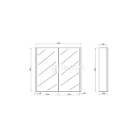 Qubix Wood Grain PVC Filmed Mirrors Shaving Cabinet with 2 Doors White Oak 750X150X720 ,
