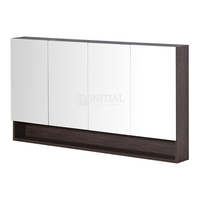 Style Wood Grain PVC Mirrors Shaving Cabinet With 4 Doors Walnut 1500X150X750 ,